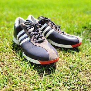 Men Adidas gray and white golf shoes